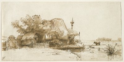 Una granja en Amsteldijk de Rembrandt van Rijn